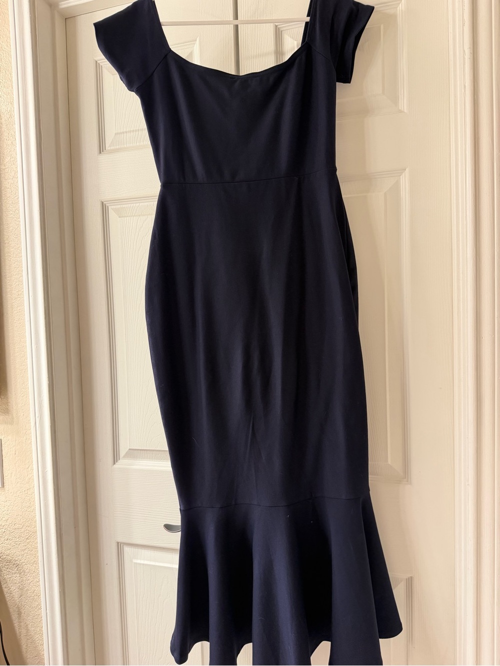 Lulu's Navy Off-Shoulder High-Low Mermaid Dress - Picture 4 of 4